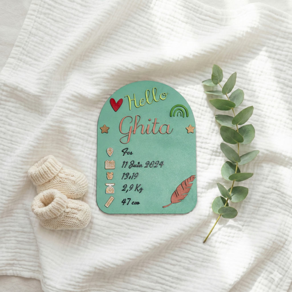 Plaque de Naissance Bébé Personnalisée